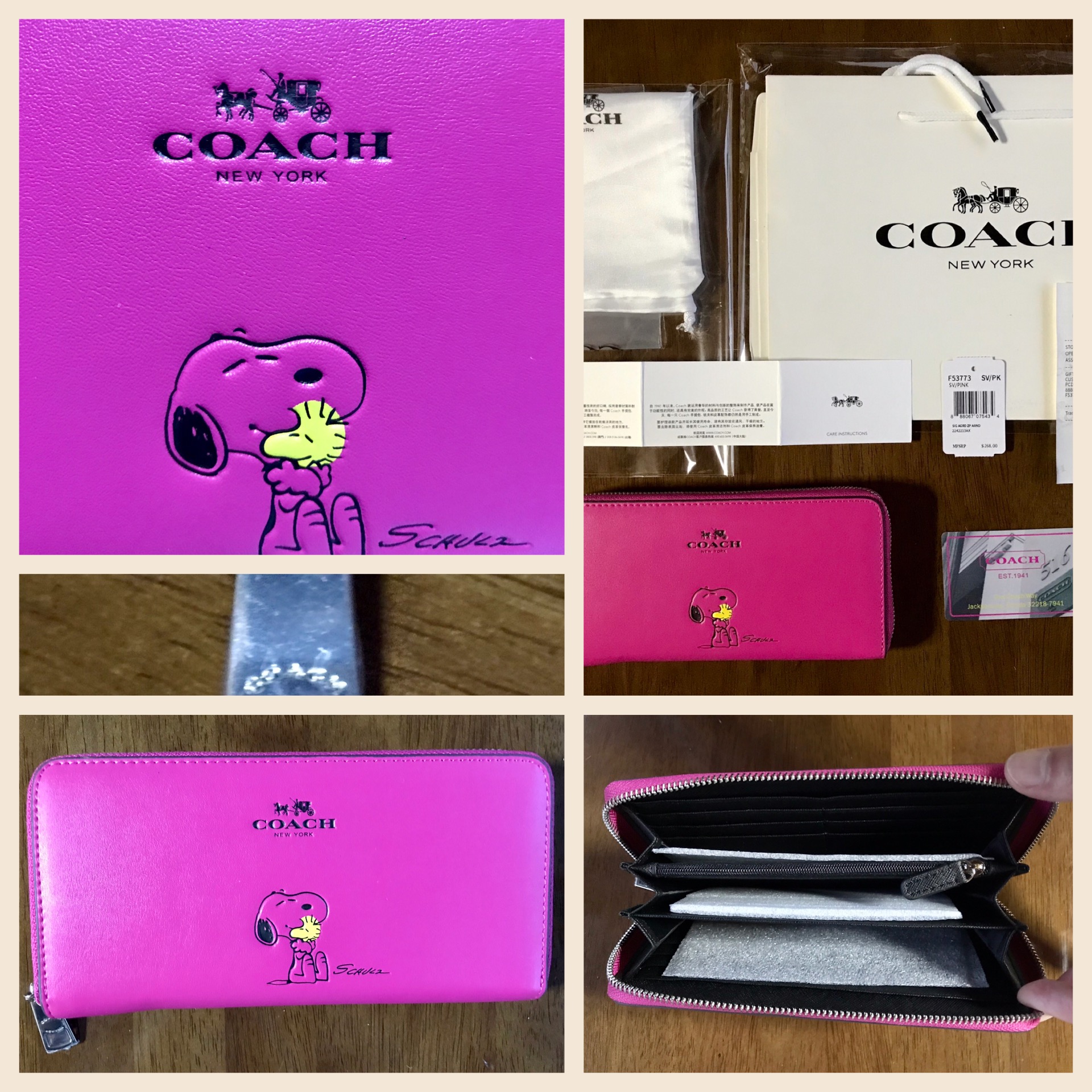 COACH × SNOOPY コラボ長財布（ピンク）