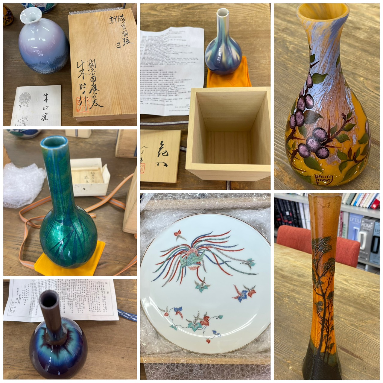 朱泥・陶磁器・ガラス工芸 花瓶／飾皿 コレクション